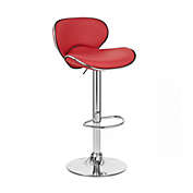 Modern Home Kappa Contemporary Adjustable Height Bar/Counter Stool - Chrome Base/Footrest Barstool (Cherry Red)