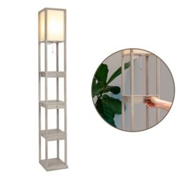 Maxwell LED Floor Lamp with Drawers - Rustic Wood
