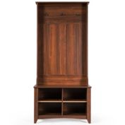 Costway Hall Tree Storage Bench Stand Rack with Shelf & 3 Hooks Organizer