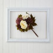 Nearly Natural Home Decorative 16"H Peony, Hydrangea and Dahlia Artificial Flower Bouquet - Set of 2