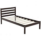 Costway Twin Size Wood Platform Bed Frame with Headboard