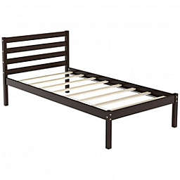 Costway Twin Size Wood Platform Bed Frame with Headboard