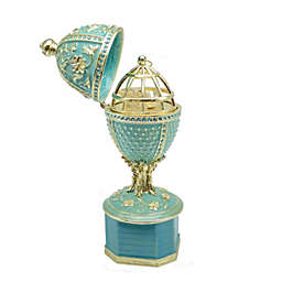Keren Kopal Limited edition Green turquoise Faberge Egg with doves trinket box