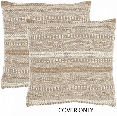 Mina Victory Life Styles Stonewash Braided Indoor Beige Throw Pillow Covers Set of 2