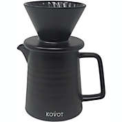 KOVOT Pour Over Coffee Maker Set, Premium Ceramic V60 Dripper for 1-2 Cup & 15 ounce Serving Pitcher, Home Filter Coffee Maker (Black)