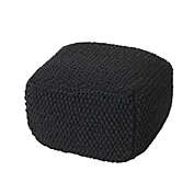 Contemporary Home Living 20.5" Black Contemporary Knitted Square Pouf Ottoman
