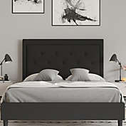 Merrick Lane Mallory Full Size Platform Bed Tufted Upholstered Platform Bed in Black Fabric