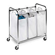 Slickblue Heavy Duty Commercial Grade Laundry Sorter Hamper Cart in White Chrome