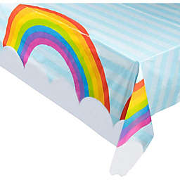 Blue Panda 3 Pack Rainbow Table Cloths for Parties, Pastel Table Covers for Cloud Birthday Decorations for Girls (54 x 109 In)