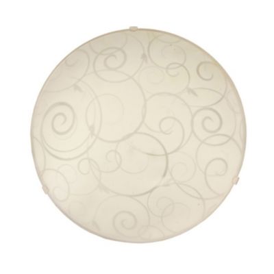 Simple Designs Home Decorative Round Flushmount Ceiling Light with Scroll Swirl Design - White