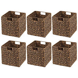 mDesign Woven Hyacinth Home Storage Basket Cube Furniture, 6 Pack