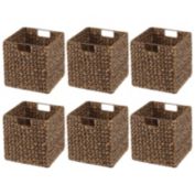 mDesign Woven Hyacinth Home Storage Basket Cube Furniture, 6 Pack