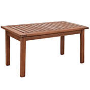 Sunnydaze Outdoor Meranti Wood with Teak Oil Finish Modern Rectangular Patio Dining Table - 35" - Brown