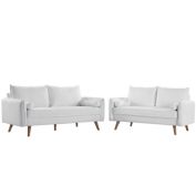 Modway Furniture Revive Upholstered Fabric Sofa and Loveseat Set, White