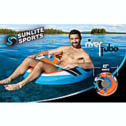 Sunlite Sports Junior Inflatable 42 Inch Compact River Tube, Water Float To Lounge Above Lake and River, Outdoor Water Sport Fun, Recreational Use, Two Grip Handles, Cup Holder, Grab Rope (River Tube)
