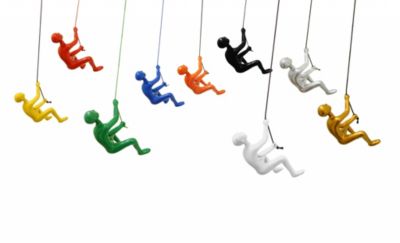 HomeRoots Contemporary Decorative Resin Climbing Man Wall Sculpture -  6" x 3" x 3", 9 Pack, Multicolor