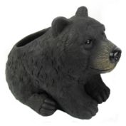 Santa's Workshop Outdoor Decorative 8.5" Cement Black Bear Flower Pot