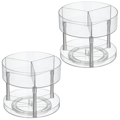 mDesign Lazy Susan 2-Tier Plastic Divided Spinner for Kitchen