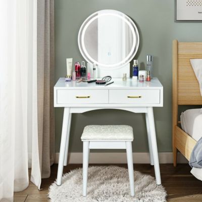 Costway Vanity Dressing Table Set with 3 Lighting Modes