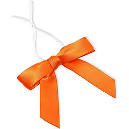 Bright Creations Orange Satin Bow Twist Ties for Treat Bags (100 Pack)