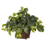 Nearly Natural 22" Pothos Silk Plant with Coiled Rope Planter