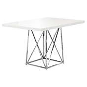 Homeroots Kitchen & Dining 36 x 48 x 31 White  Gloss Particle Board and Chrome  Metal  Dining Table
