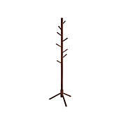 VASAGLE Coat Rack with 18.5 Inch Dia. Sturdy Base, 8-Hook Clothes Tree Hall Entryway Stand Free Standing, for Clothes, Hats, Handbags, Umbrella, Solid Wood, Dark Walnut