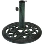 Sunnydaze Outdoor Heavy-Duty Cast Iron Decorative Rose Blossom Design Patio Yard Round Umbrella Base Stand - 16" - Green