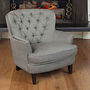 Contemporary Home Living 35" Gray and Brown Contemporary Tufted Club Chair