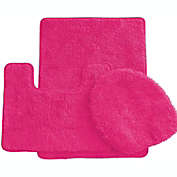 Ben&Jonah Elegant 3 Piece Bath Rug Set Elegant 1 Bath Rug (18" x 30"), 1 Contour Mat (18" x 18") and 1 Toilet Seat Cover (APX 18" x 18") - Hot Pink