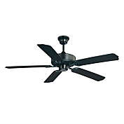 Builder&#39;s Preference Matte Black 52" Porch Ceiling Fan with 5 Black Blades, Construction Grade Pull Chain Control, Hugger Optional with Included Parts