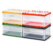 Slickblue 4 Pack Collapsible and Stackable Plastic Storage Bins with Attached Lid-L