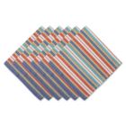 Alternate image 0 for Contemporary Home Living Set of 6 Blue and Orange Picante Stripe Square Napkin, 20"