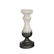 Kingston Living 16" White and Gray Decorative Glass Candle Holder