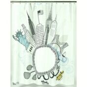Carnation Home Fashions "Funky City" Heavier Weight 100% polyester Fabric shower curtain - Multi 70" x 72"