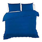 Ninety Six Regency Blue Reversible Duvet Cover Set Queen (88"x92") with 2 Pillow Shams