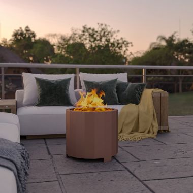 Flash Furniture Titus Commercial Grade 19.5 inch Smokeless Outdoor Firepit, Natural Wood Burning Portable Fire Pit With Waterproof Cover, Bronze. View a larger version of this product image.
