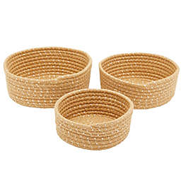 Farmlyn Creek Brown Woven Rope Storage Baskets, Set of 3 for Organizing (3 Assorted Sizes)