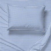 Saturday Park Light Blue Gingham 100% Organic Cotton Sheet Set