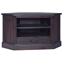 vidaXL Corner TV Cabinet Light Black Coffee Solid Mahogany Wood