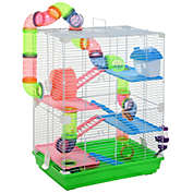 PawHut 5-Tier Hamster Cage Gerbil Habitat Home Small Pet Animals House with Water Bottle, Food Dishes & Interior Ladder