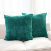 Cheer Collection Microsherpa Throw Pillow - Ultra Soft and Fluffy, Elegant Home Decor, Velvet Stylish Accent Pillows - 18" x 18" - Set of 2