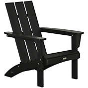 Outsunny Outdoor HDPE Adirondack Chair, Plastic Deck Lounger with High Back and Wide Seat, Black