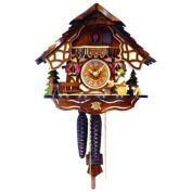 Alexander Taron 10.5-Inch Dark Brown Irish Themed Weight-Driven Wooden Cuckoo Wall Clock