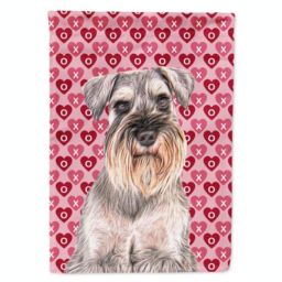 Caroline's Treasures Hearts Love and Valentine's Day Schnauzer Flag Garden Size 11.25 x 15.5