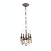 Elegant Lighting Lillie 4 light Pewter Pendant Golden Teak (Smoky) Royal Cut Crystal