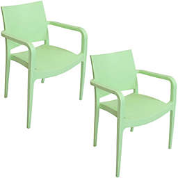 Sunnydaze Landon Plastic Dining Armchair - Light Green - 2-Pack