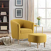 Dazone Modern Arm Chair with Ottoman in Yellow