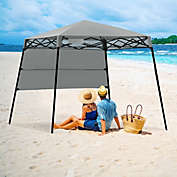Costway 7 x 7 FT Sland Adjustable Portable Canopy Tent w/ Backpack-Gray