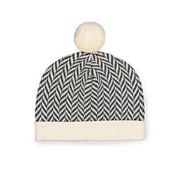 Hope & Henry Layette Baby Sweater Beanie with Pom Pom, Charcoal and Ivory Herringbone, 12-18 Months